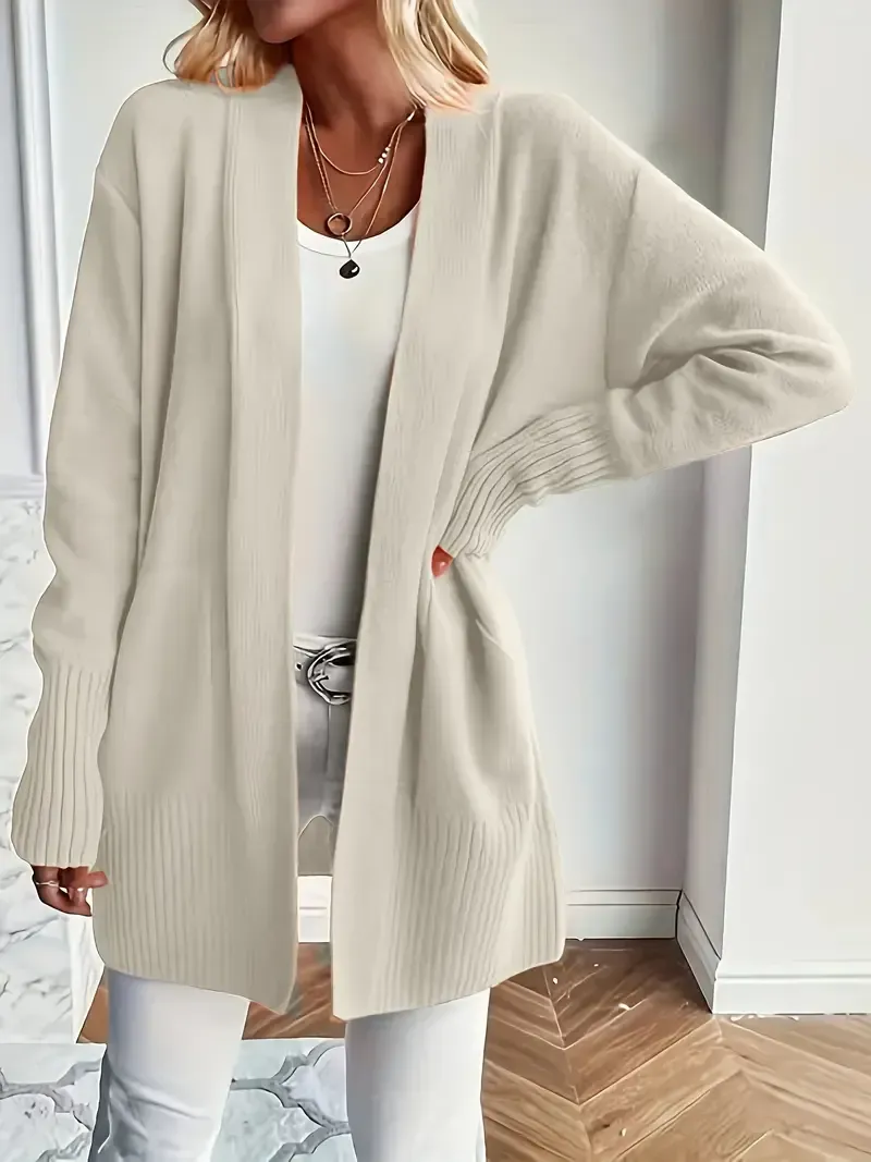 (Clearance Sale🔥)Casual Solid Open Front Loose Knit Cardigan With Pocket