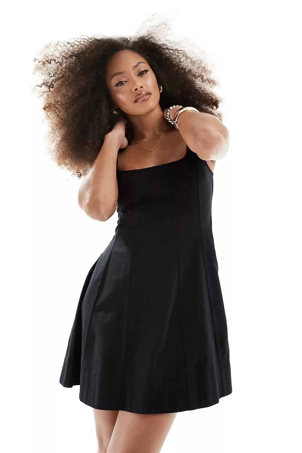 seamed mini tennis sundress in stone