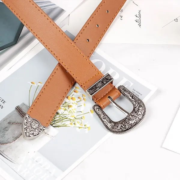 Men's Women's PU Buckle Belt PU Leather Metal Bucke Eyelet Formal Casual Party Daily Black Gray Dark Blue Brown