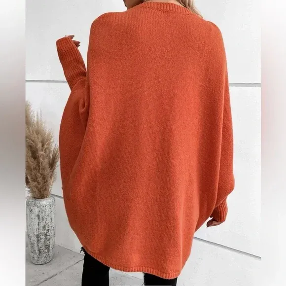 Waterfall Batwing Sleeve Orange Cardigan