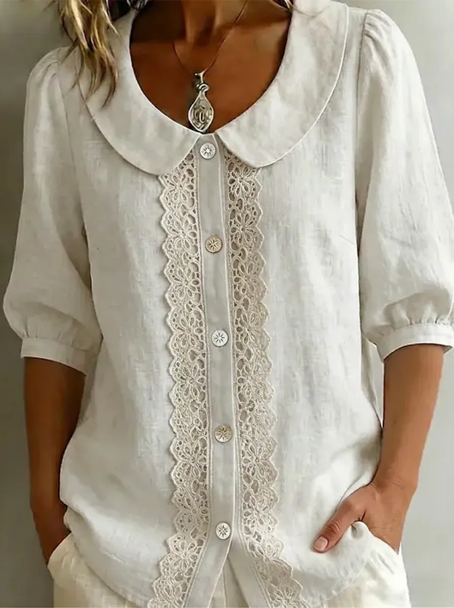 Women's Nashville Music City Lace Trimmed Button Down Shirt