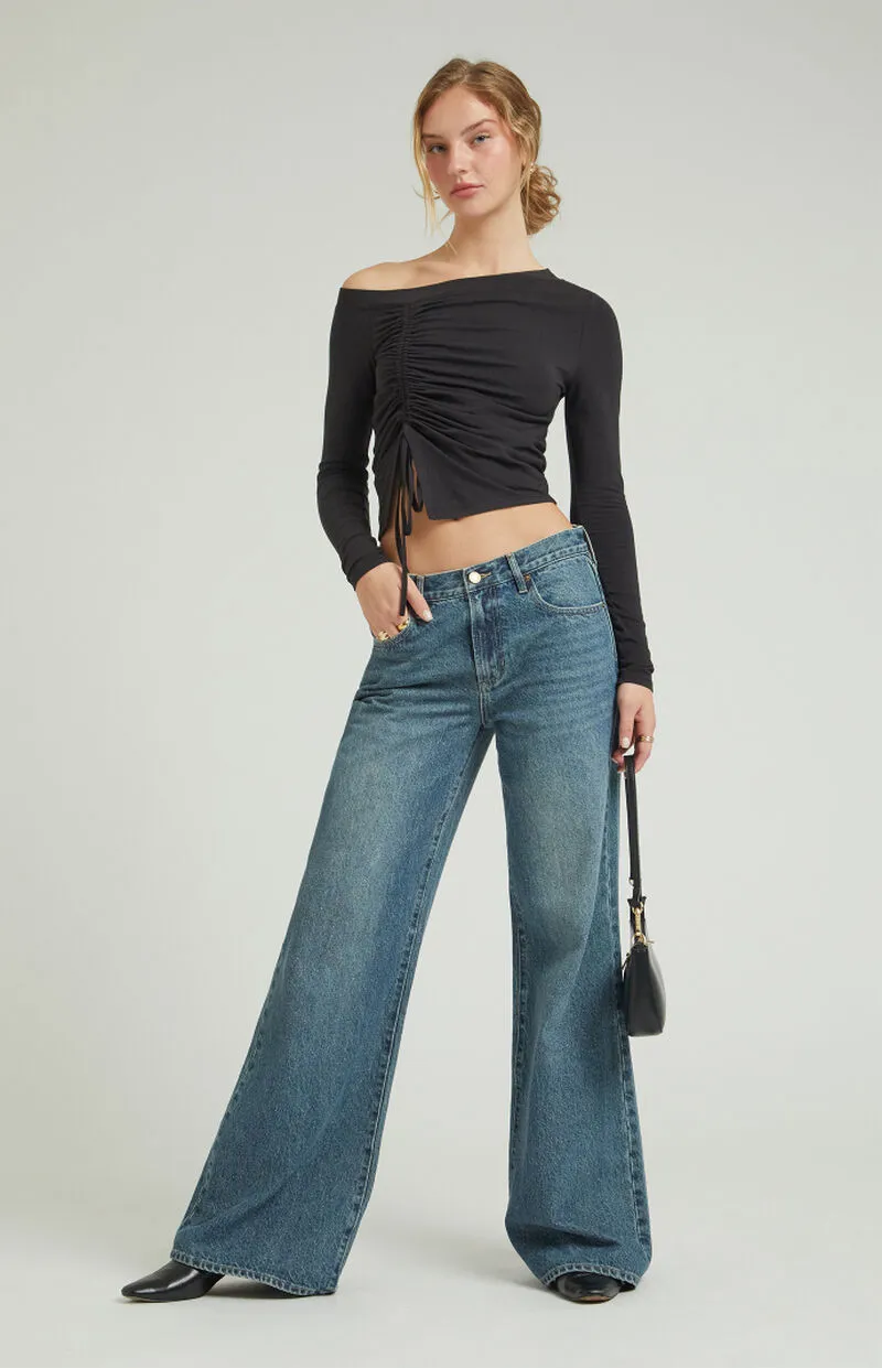 PacSun Lena Medium Indigo Sparkle Low Rise Super Baggy Jeans