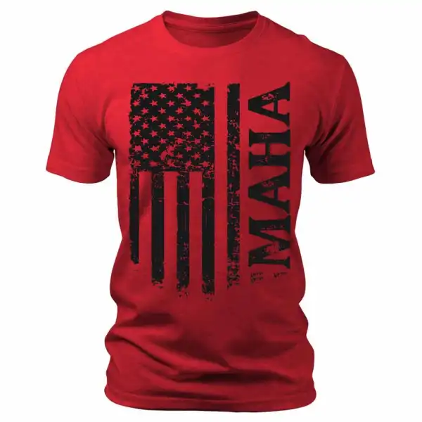 Men's Patriotic MAHA Make America Healthy Again American Flag T-Shirt, Gift for Dad, America, USA, Health, USA Flag, Gifts for Him