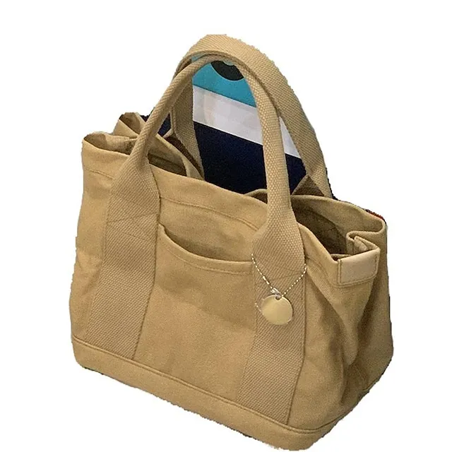 Women's Girls' Tote Tote Canvas Tote Bag Canvas Outdoor Shopping Daily Solid Color Pink khaki