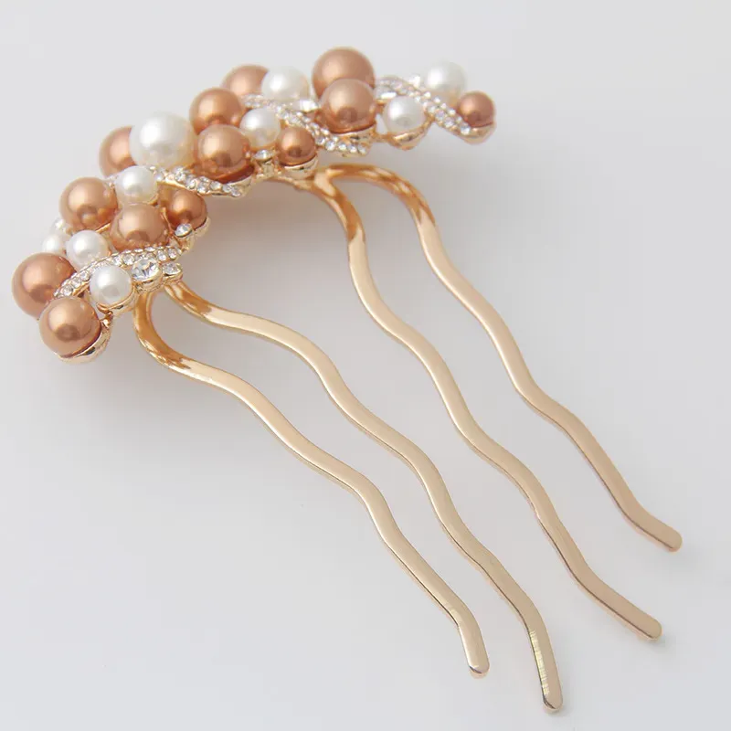 Alloy hair accessories ball head comb bow pearl hair comb