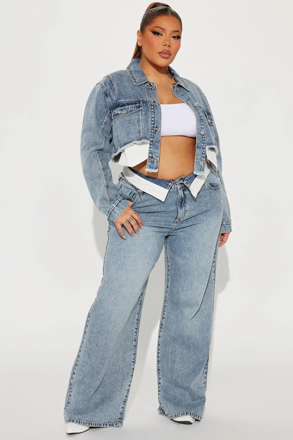 Nori Denim Washed Pant Set - Medium Wash