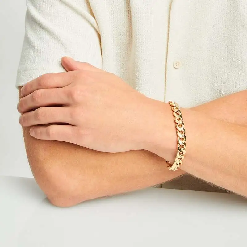 Semi-Solid Cuban Chain Bracelet 10K Yellow Gold 8.5