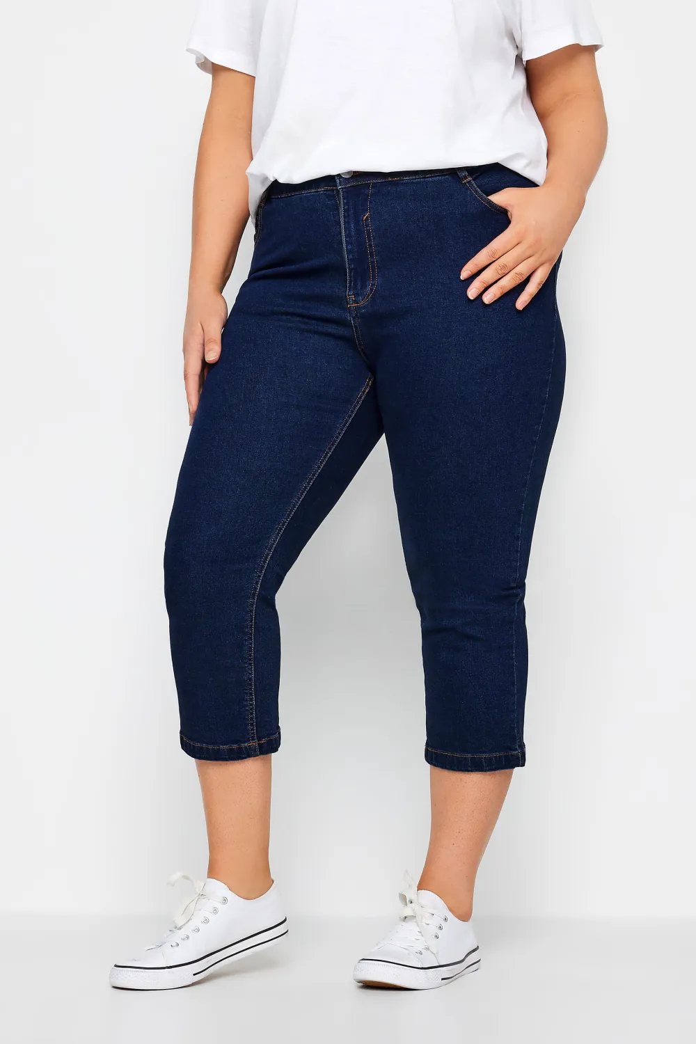 Evans Blue Dark Wash Cropped Jeans