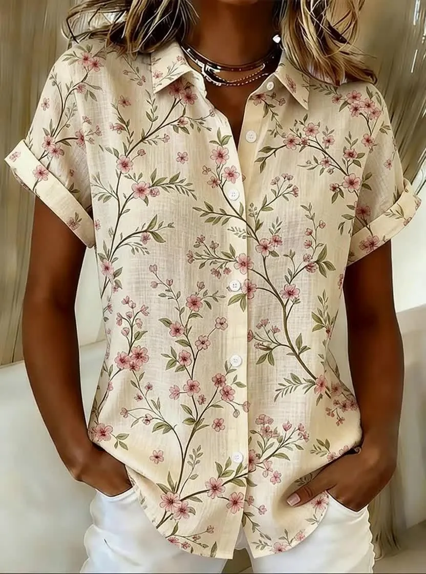 Women's Casual Color-Blocked Print Shirt