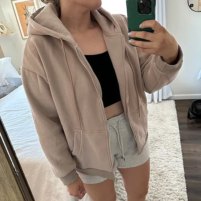 Hooded Drawstring Women's Jacket Long Sleeve Hooded Sweatshirt Athletic Warm Casual Breathable Moisture Wicking Running Sports Training Hiking Sportswear