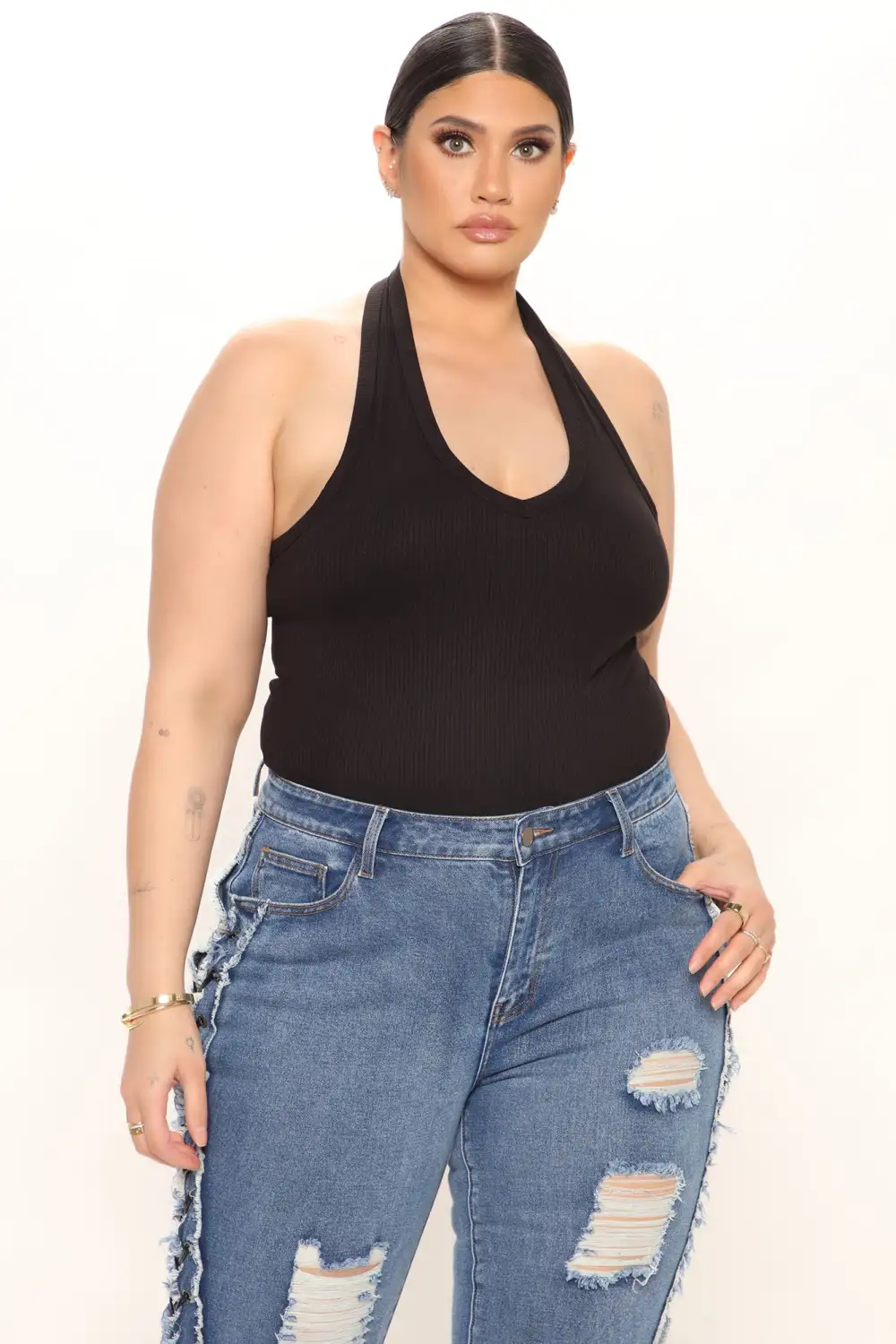 The New Me Halter Bodysuit - Black