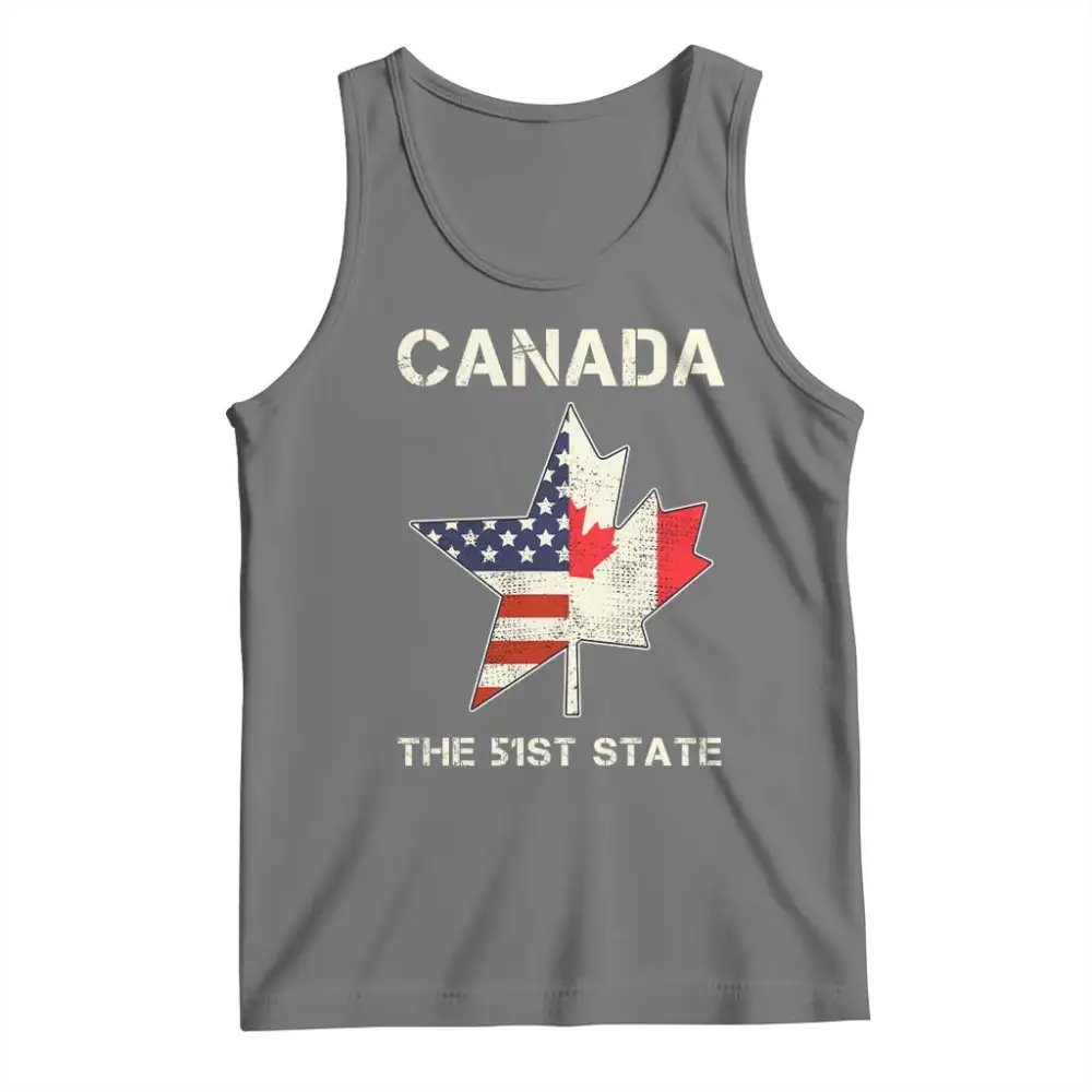 Canada The 51st State Tank Top Maple Canadian American Flag TS09