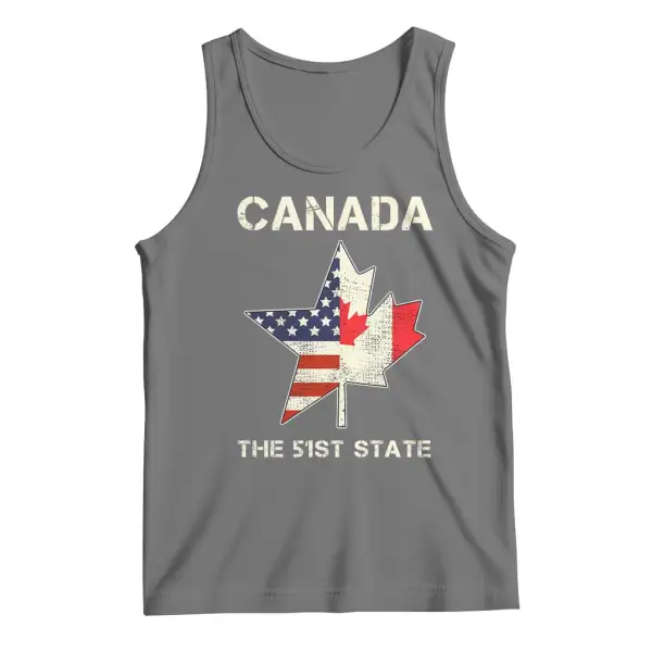 Canada The 51st State Tank Top Maple Canadian American Flag TS09