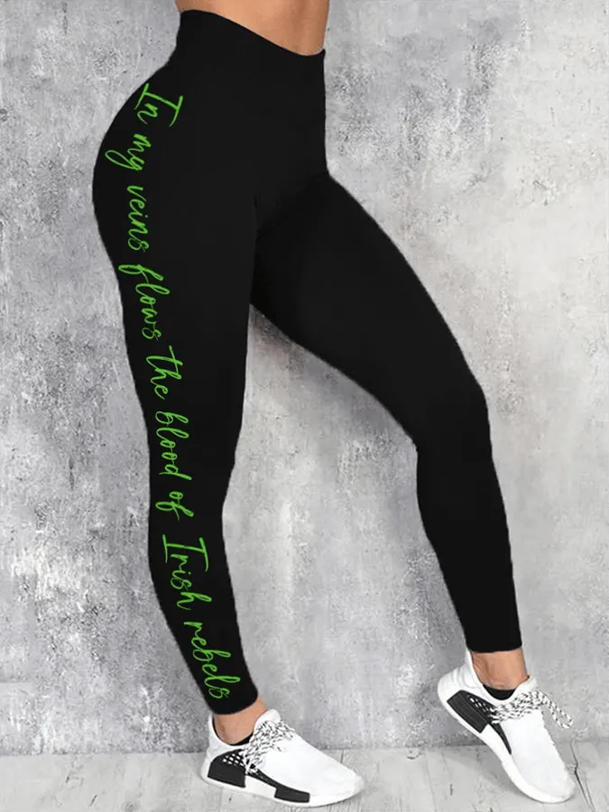 Women's St. Patrick's Day Printed Skinny High Stretch Leggings