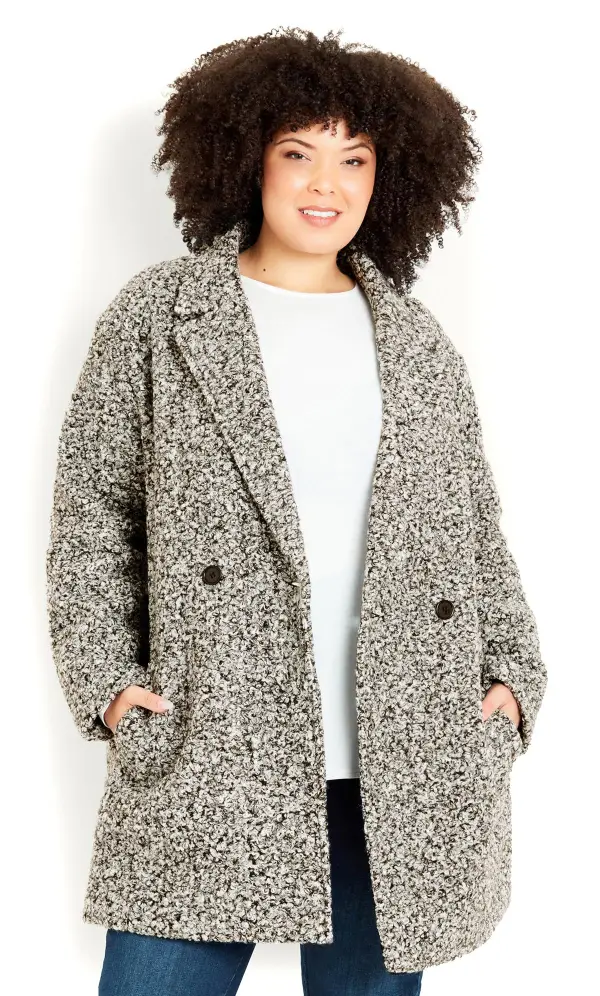 Evans Grey Boucle City Coat