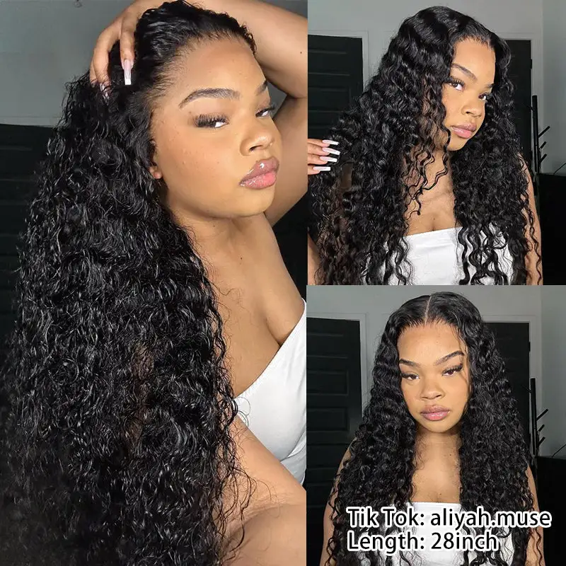 Sale bigekane Recommend 16-34 Inches Deep Wave 13x6 Full Lace Frontal Human Hair Wigs