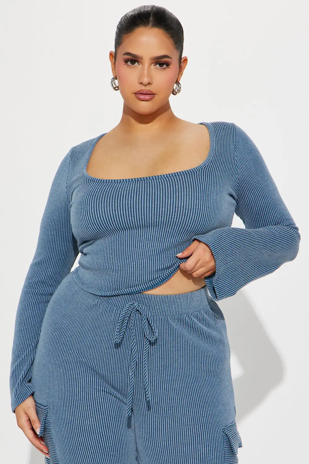 Nobody Like Me Ribbed Pant Set - Navy