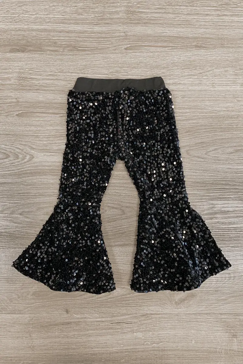 Black Sequin Bell Bottoms