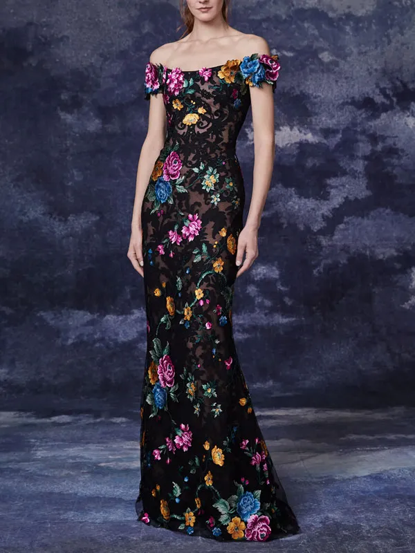 one-shoulder elegant mesh ladies dress