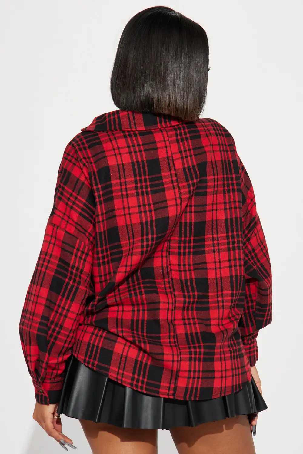 Maeve Twist Front Plaid Shirt - Red/combo