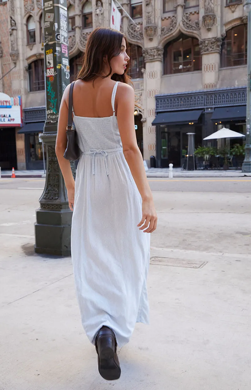 John Galt Blue Floral Tie Front Slip Dress