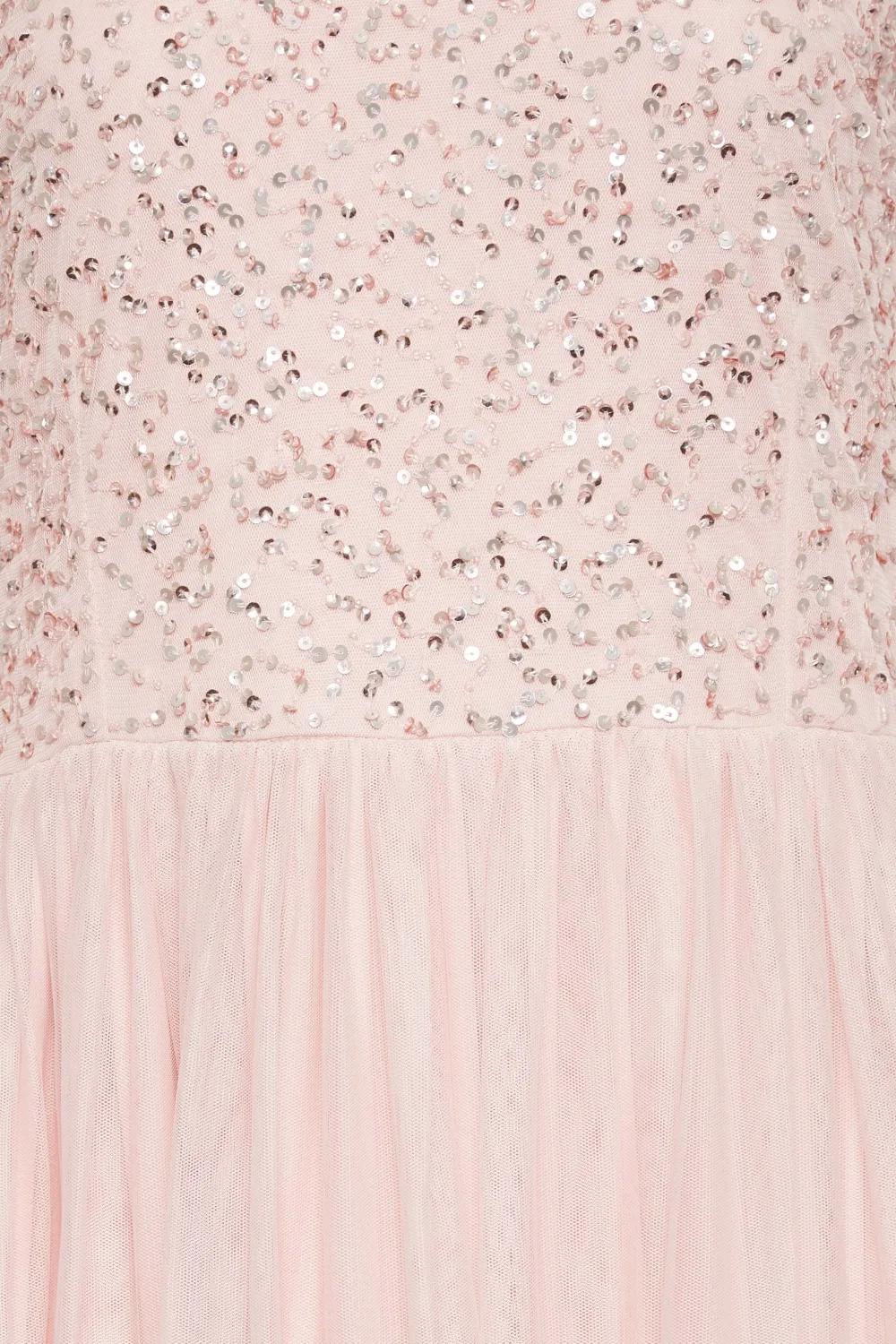 LTS Tall Blush Pink Long Sleeve Sequin Hand Embellished Maxi Dress