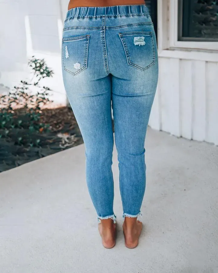 Melarey Distressed Denim Joggers(5 Colors)