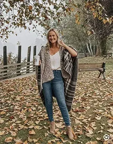 Women's Shawl Wrap Poncho Ruana Cape Open Front Cardigan Shawls for Fall Winter
