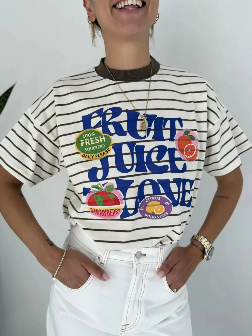 Graphic Crewneck Cotton Tee Layering Top