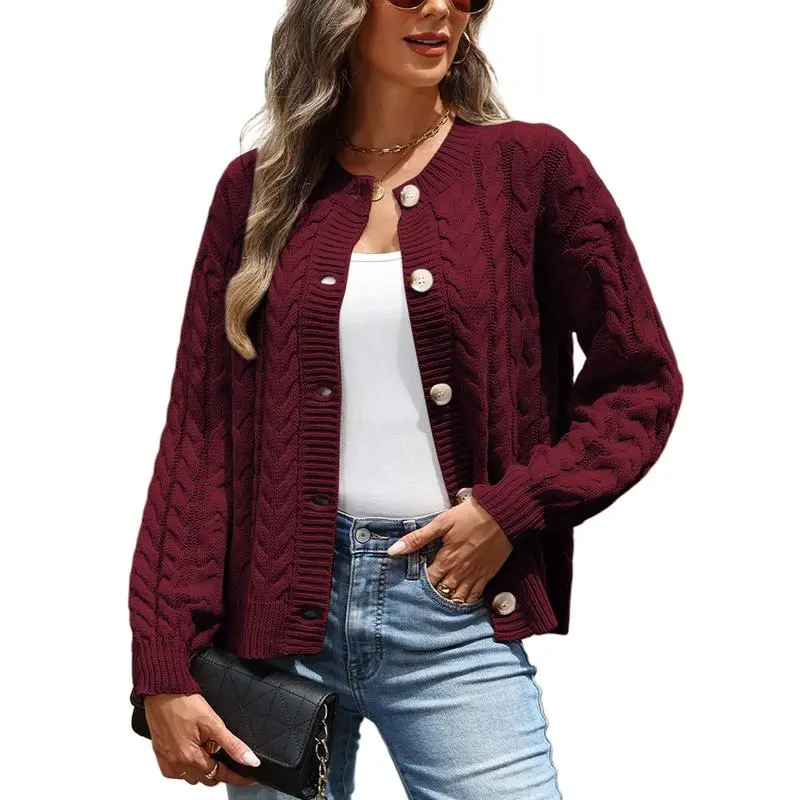 Casual Cable Knit Cardigan Sweaters for Women