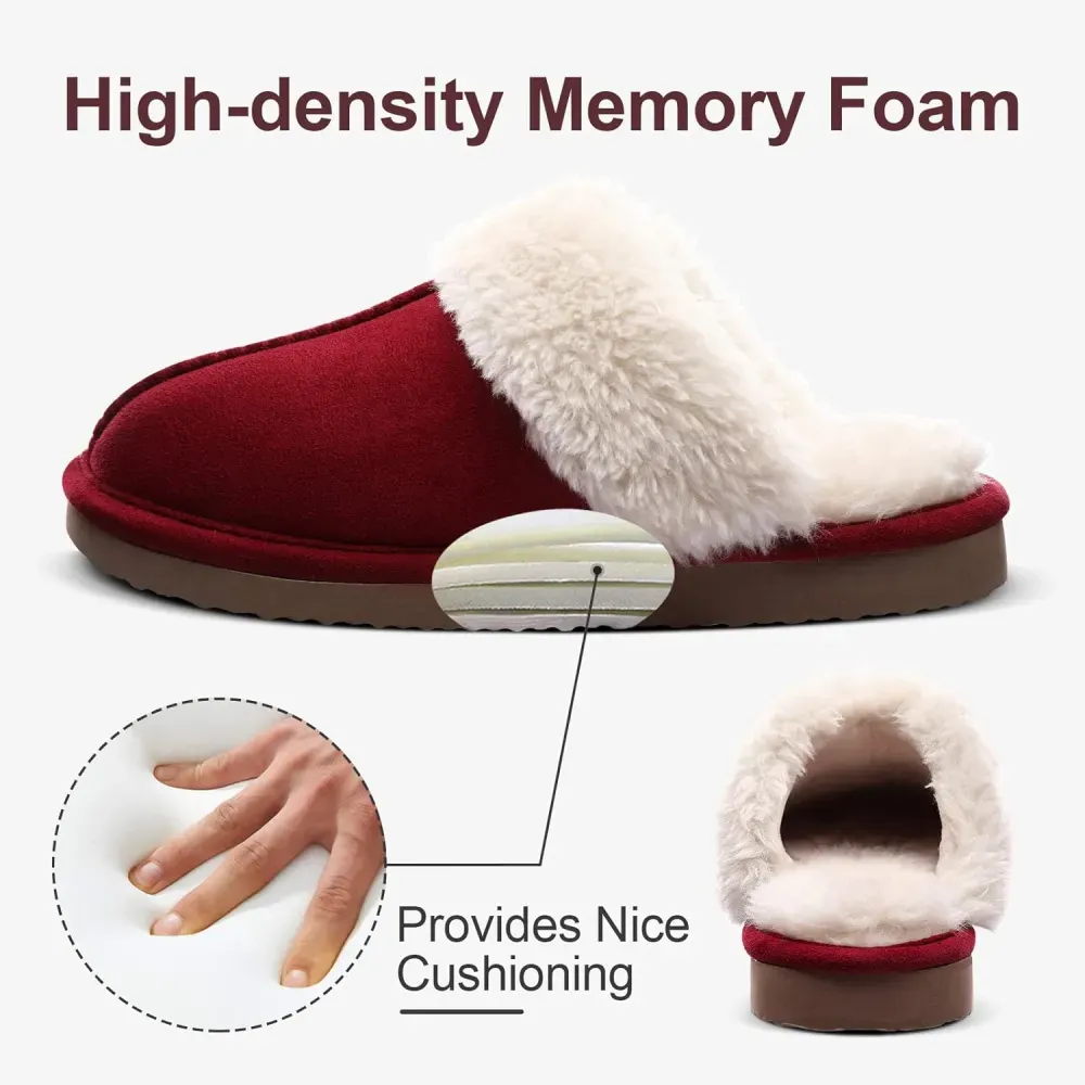 Women's Fuzzy Memory Foam Slippers Fluffy Winter House Shoes Indoor and Outdoor