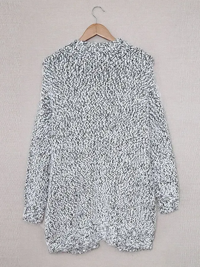 Women's Double Pocket Drop Shoulder Popcorn Knit Duster Cardigan