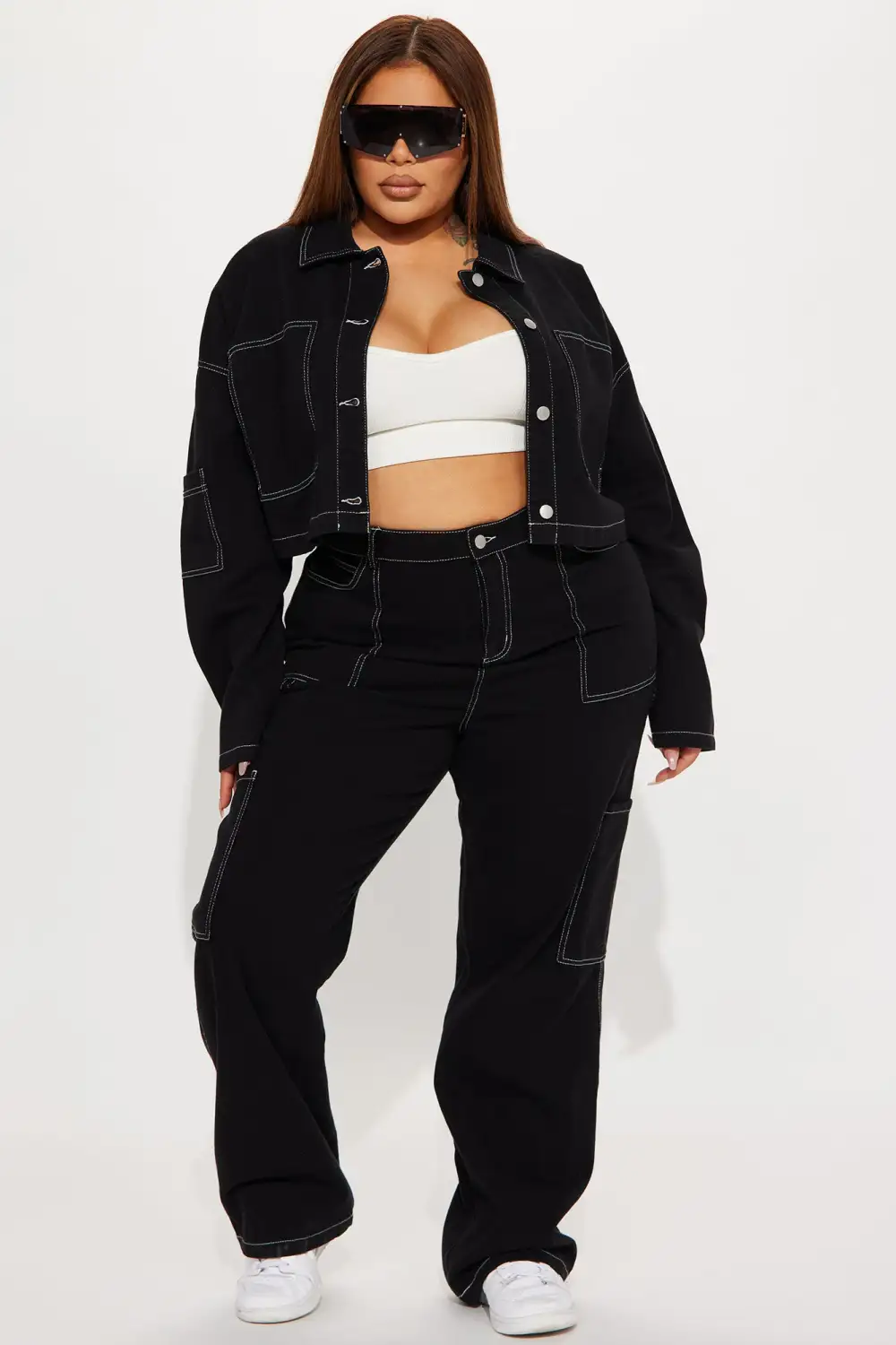 Take A Risk Denim Trucker Jacket - Black