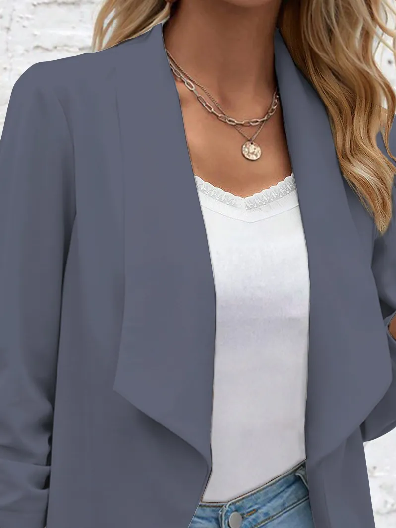 Ruched Sleeve Open Front Jacket