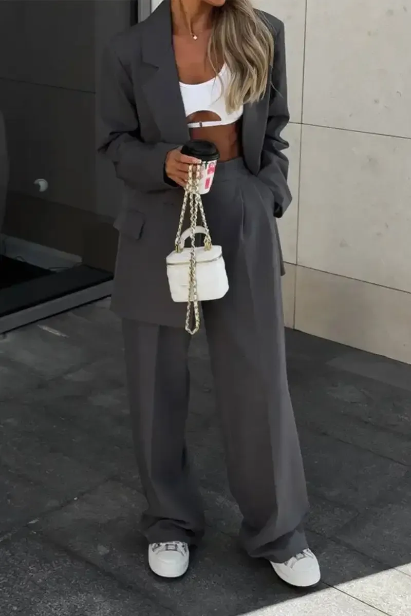 Women's Casual Lapel Loose Suit Two Piece Suit