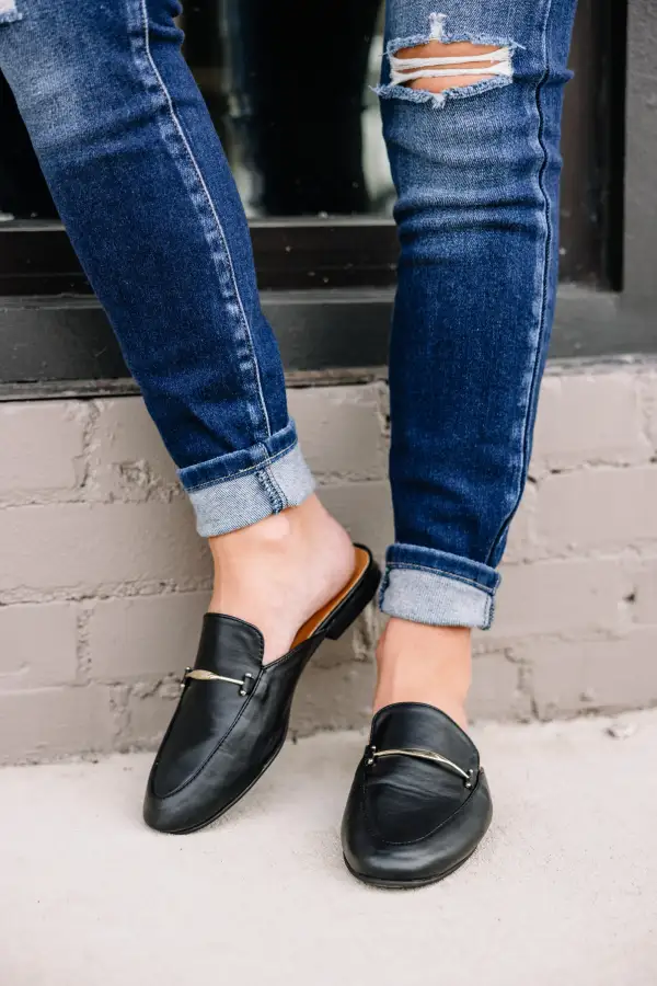 Be Your Own Boss Black Flat Mules