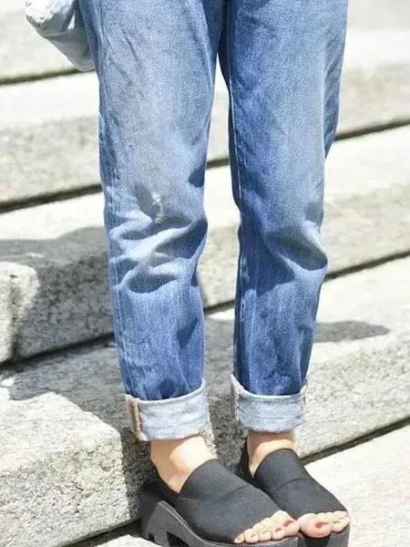 Blue Denim Plain Casual Jeans