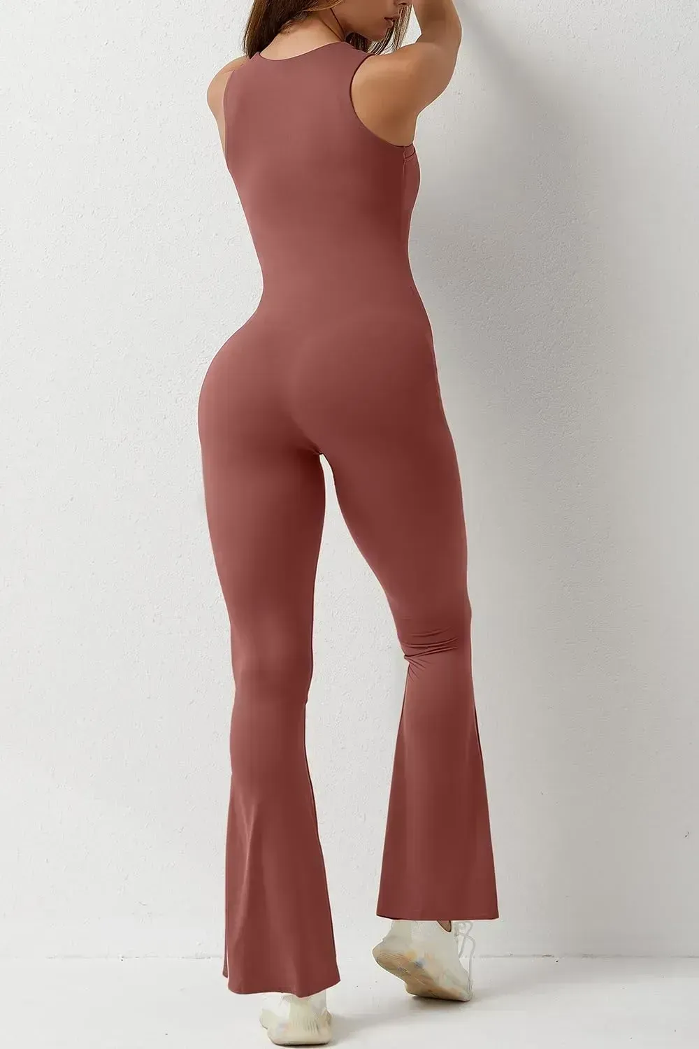 Flare Jumpsuits for Women Strappy Square Neck Bodycon Full Length Long Pants Casual Playsuit