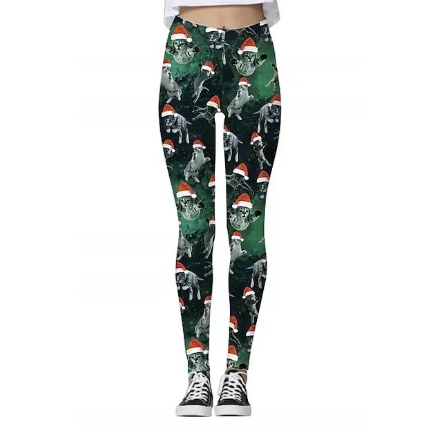 Santa Claus Leggings Jogger Pants Women's Christmas Christmas Christmas Eve Adults' Christmas New Year Eve Polyester Lycra Spandex Pants