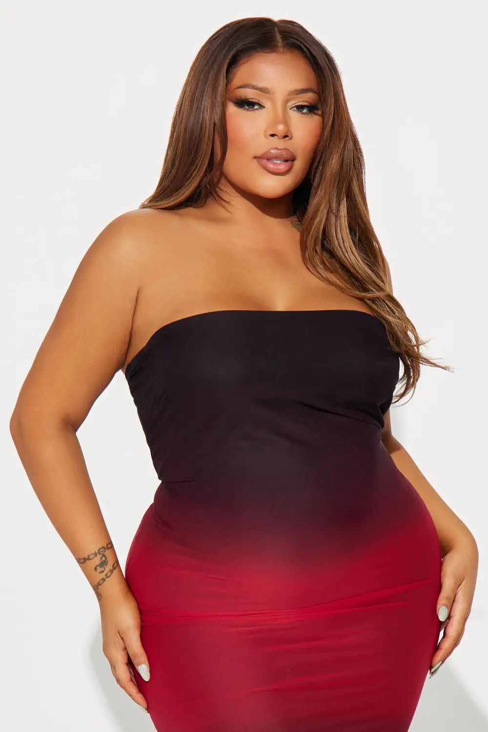 Amara Mesh Maxi Dress - Red/combo
