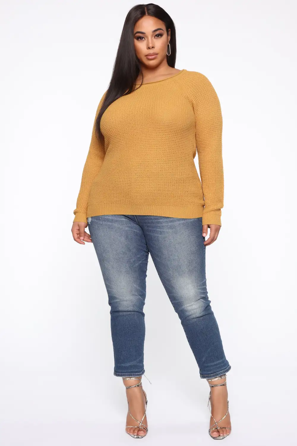 Ariana Waffle Sweater - Mustard