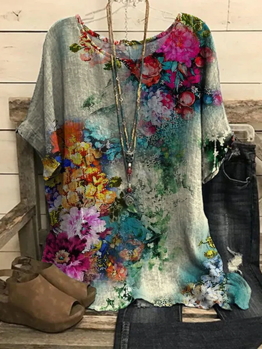 Women's Vintage Painting Casual Top