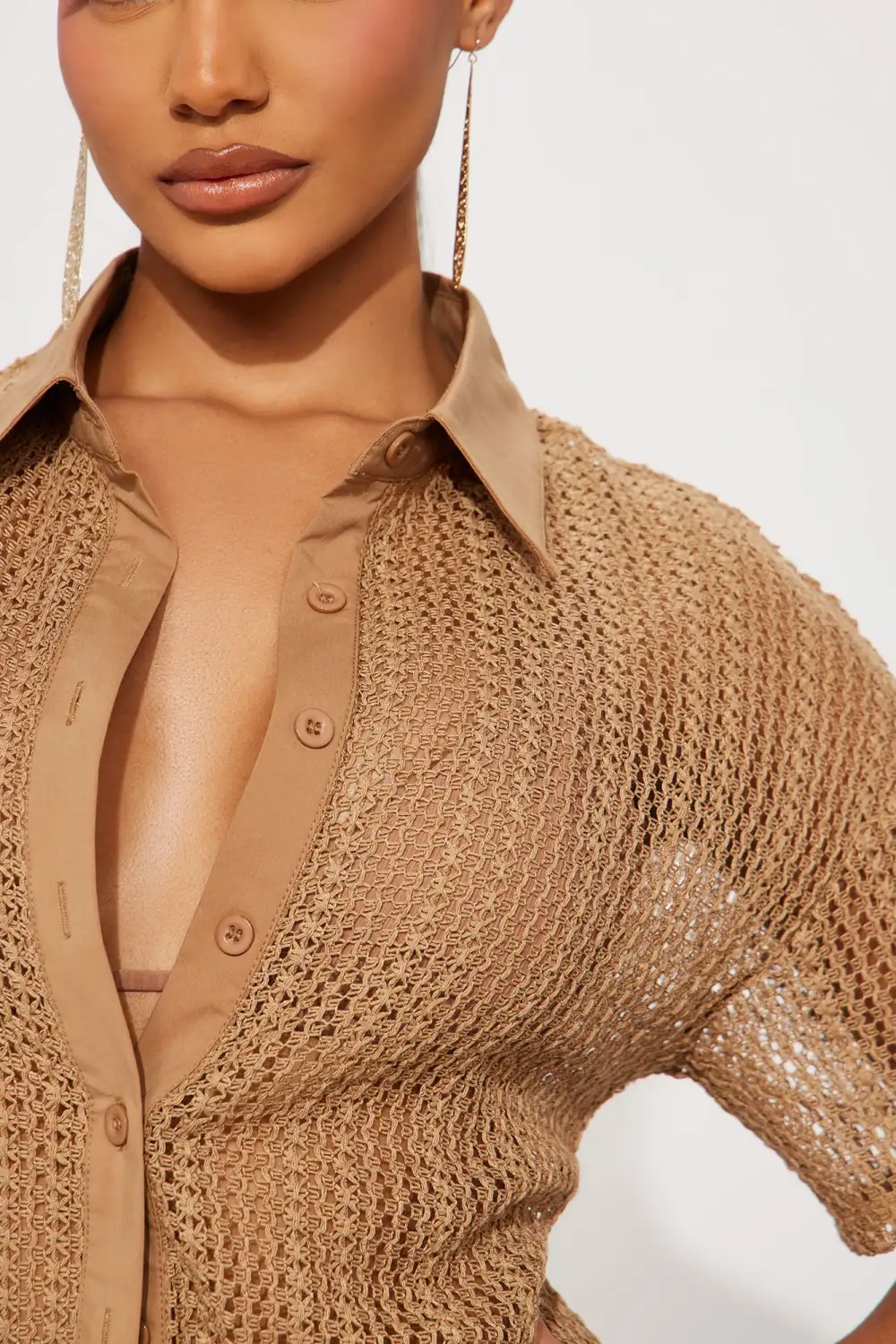 In My Vacay Era Crochet Pant Set - Brown