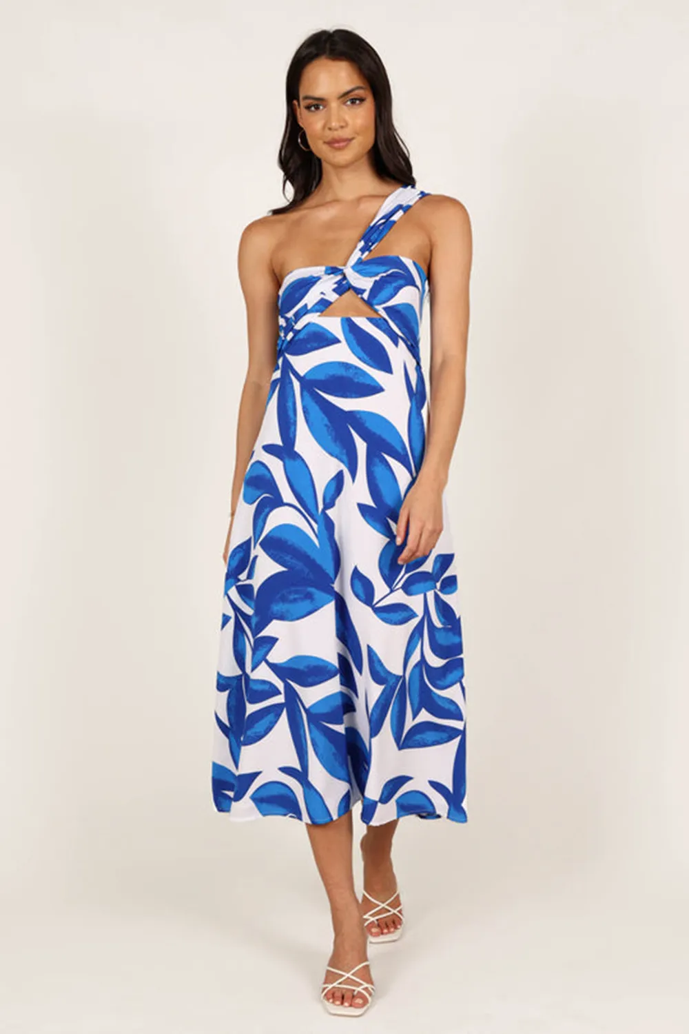 FREDDIE MIDI DRESS - WHITE/BLUE