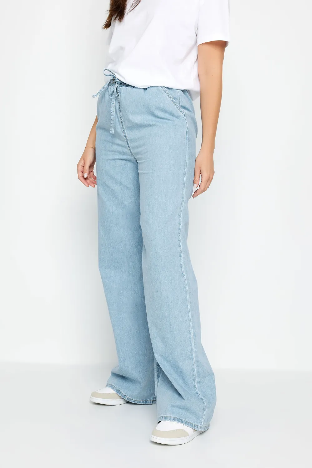 LTS Tall Light Blue Drawstring Wide Leg Jeans