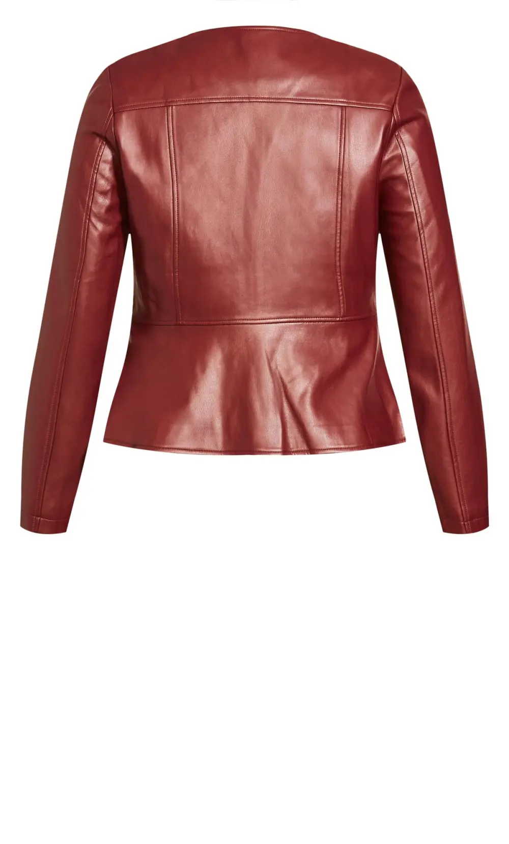 Evans Burgundy Red Faux Leather Fitted Jacket