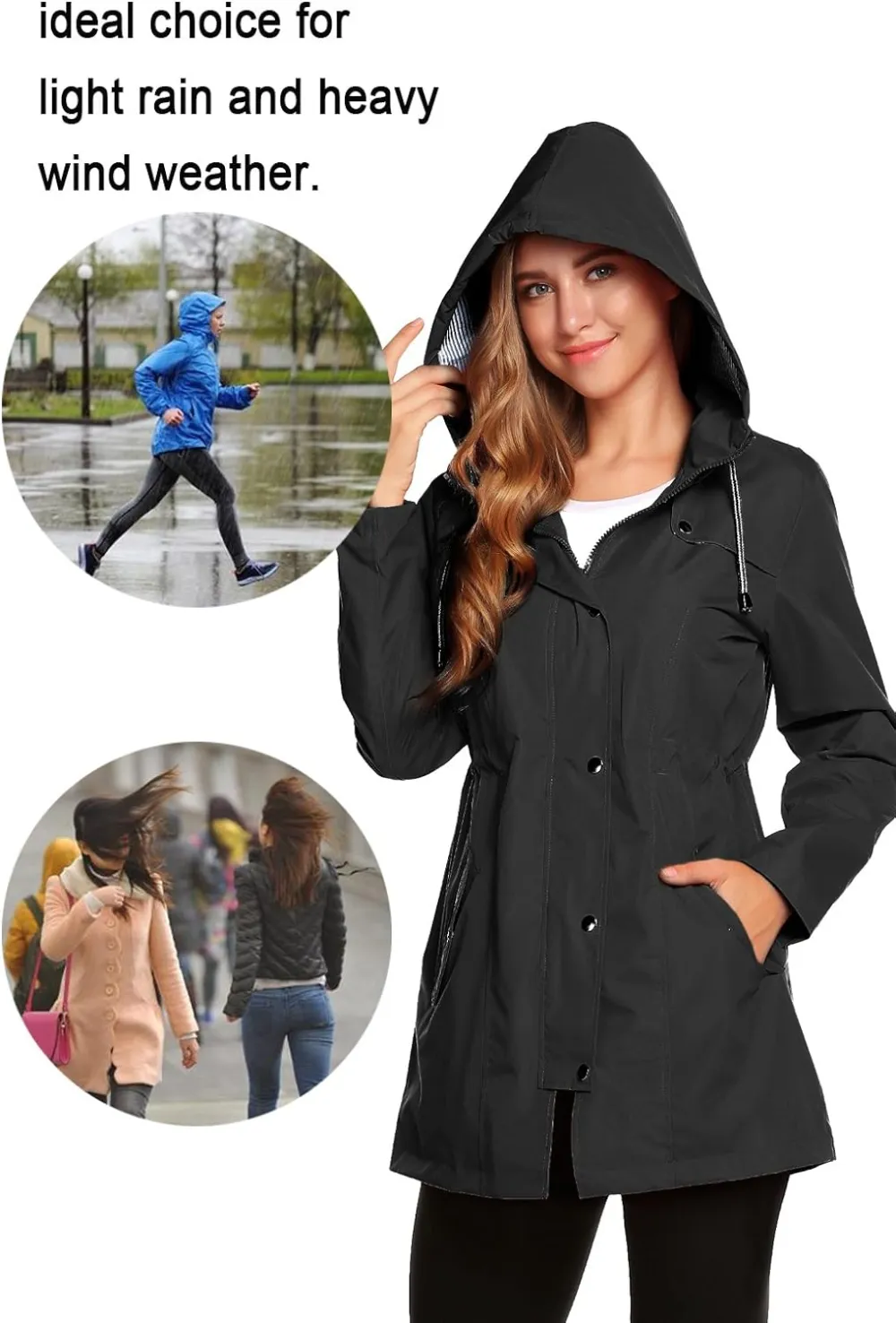 Womens Lightweight Hooded Waterproof Active Outdoor Rain Jacket S-XXL