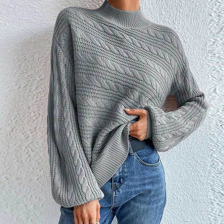 Vintage Loose Round Neck Pullover Twist Sweater
