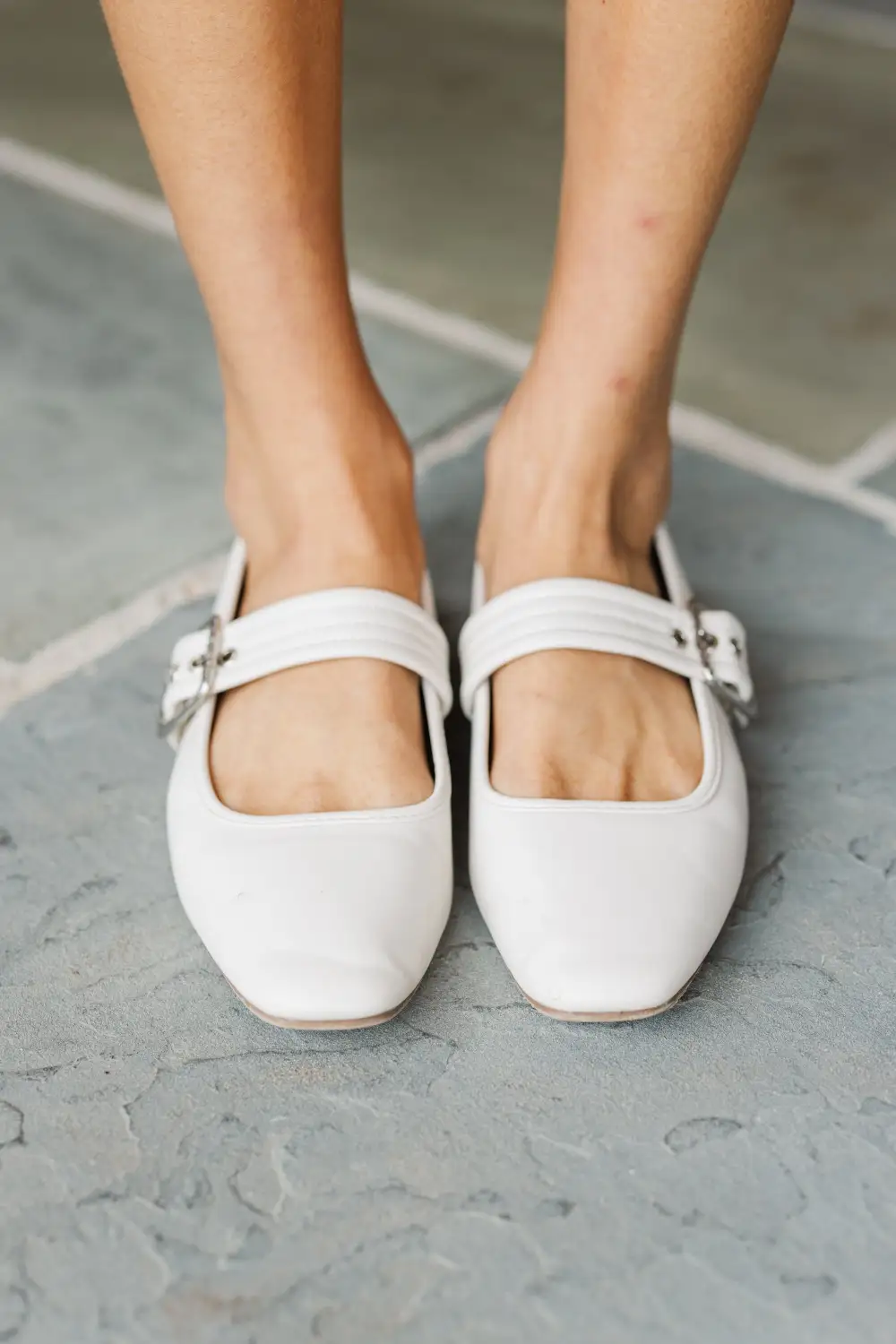 Make The Call Bone White Mary Jane Flats