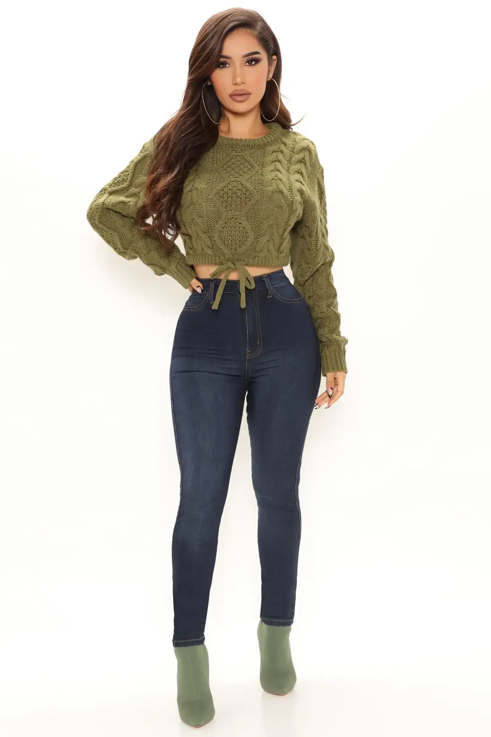 Kelly Cable Knit Sweater - Olive